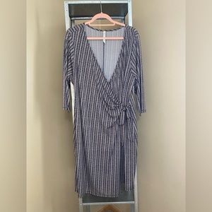NY Collection Navy and Cream Wrap Dress